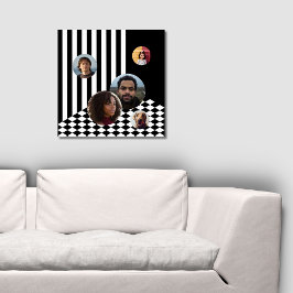 Family Photo Collage Black & White Rand Checker Poster