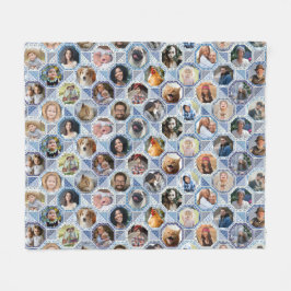 Family Photo Collage Blue Quilt Titta 28 Anpassnin Fleecefilt