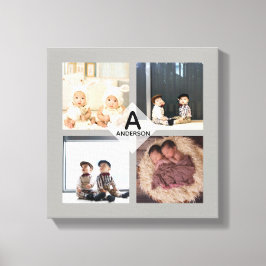 Family PHOTO COLLAGE Canvas - Lägg till monogram -