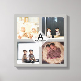 Family PHOTO COLLAGE Canvas - Lägg till monogram -