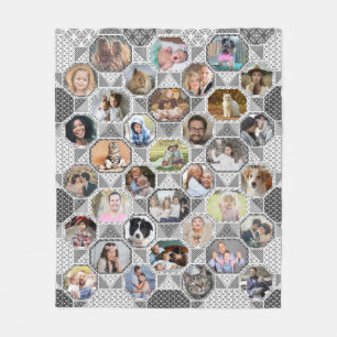Family Photo Collage Easy Grått Quilt Titta 35 Bi Fleecefilt