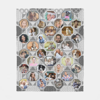 Family Photo Collage Easy Grått Quilt Titta 35 Bil Fleecefilt