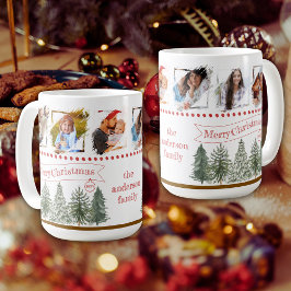 Family Photo Collage Elegant Vintage jul Kaffemugg