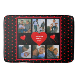 Family Photo Collage Family Heart Black Background Badrumsmatta