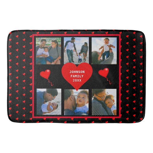 Family Photo Collage Family Heart Black Background Badrumsmatta (Framsidan)