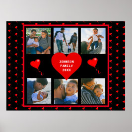 Family Photo Collage Family Heart Black Background Poster