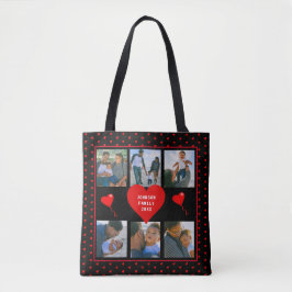 Family Photo Collage Family Heart Black Background Tygkasse