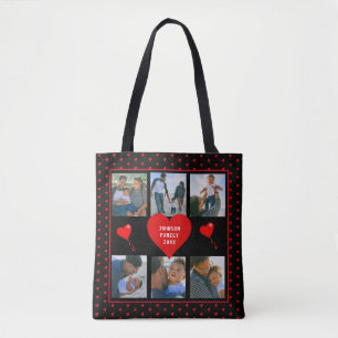Family Photo Collage Family Heart Black Background Tygkasse
