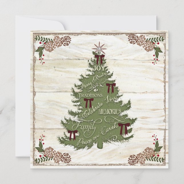 Family Photo Collage Farmhouse Julgran Joy Julkort (Framsida)