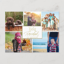 Family Photo Collage Feliz Navidad jul Helg Vykort