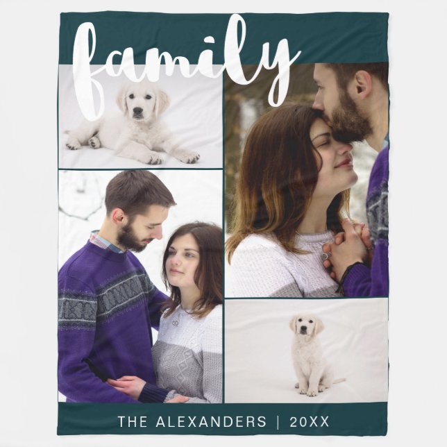 Family Photo Collage Fleecefilt (Framsidan)