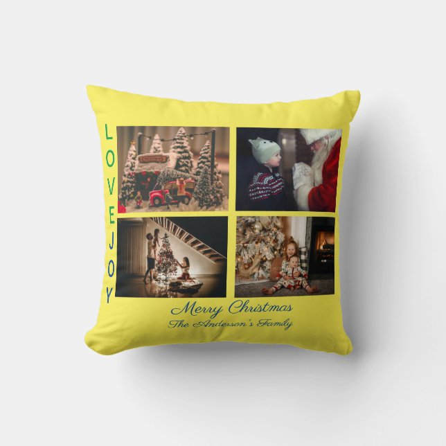 Family Photo Collage Fyra foton God jul Kudde (Framsida)