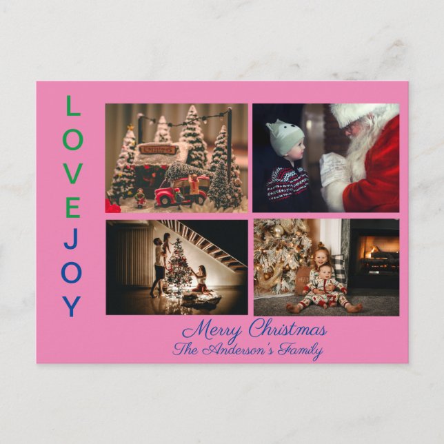 Family Photo Collage Fyra foton God jul P Vykort (Framsida)