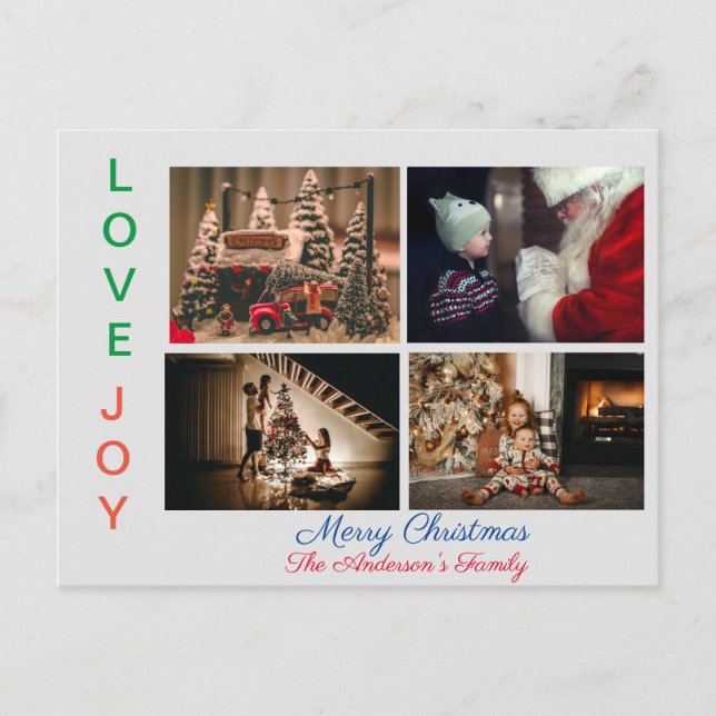 Family Photo Collage Fyra foton God jul Vykort (Framsida)