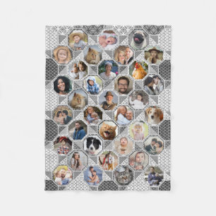 Family Photo Collage Grått Quilt Titta 35 Bilder Fleecefilt