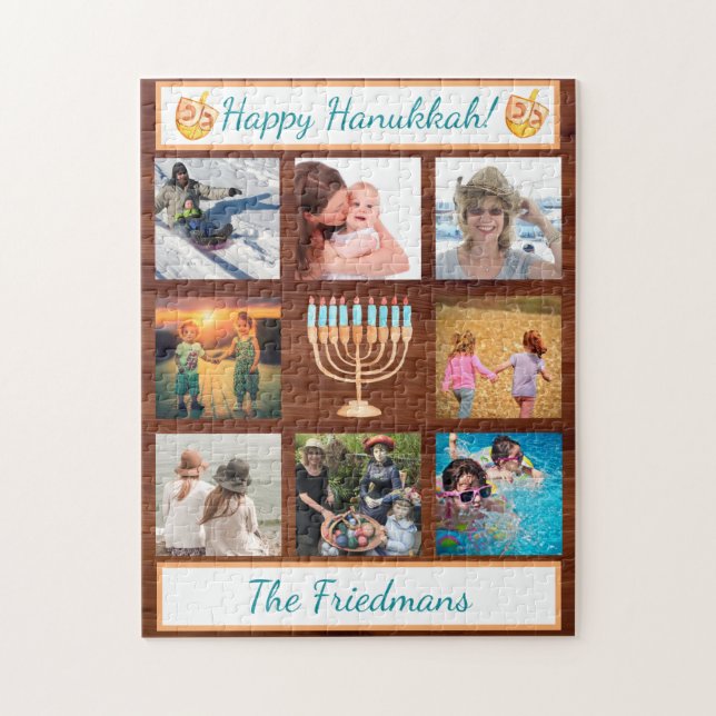Family Photo Collage Hanukkah Gift Keepsaké Pussel (Vertikal)
