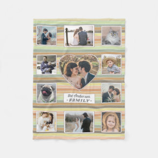 Family Photo Collage Heart 11 Anpassningsbars Retr Fleecefilt