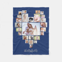 Family Photo Collage Heart 25 Bilder Namn Blue