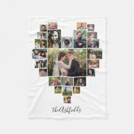 Family Photo Collage Heart 25 Bilder White Fleecefilt
