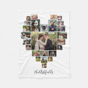 Family Photo Collage Heart 25 Bilder White Fleecefilt