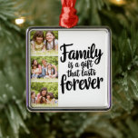 Family Photo Collage Keepsaké Julgransprydnad Metall<br><div class="desc">Modern fotokönskaraktär ornament</div>