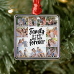 Family Photo Collage Keepsaké Julgransprydnad Metall<br><div class="desc">Modern fotokönskaraktär ornament</div>