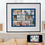 Family Photo Collage Masonry Stil Blue Poster<br><div class="desc">Skapa din egen fotokollage i stil i en klassisk blå poster, till vilken du kan lägga till ett ram om du vill. Fotomallen är inställd på redo för visning 9 av dina favoritfamiljfoton. Dina foton visningar automatiskt i ett rutnätslayout för murbruk, med 2 liggande och 1 porträtt bild på var...</div>