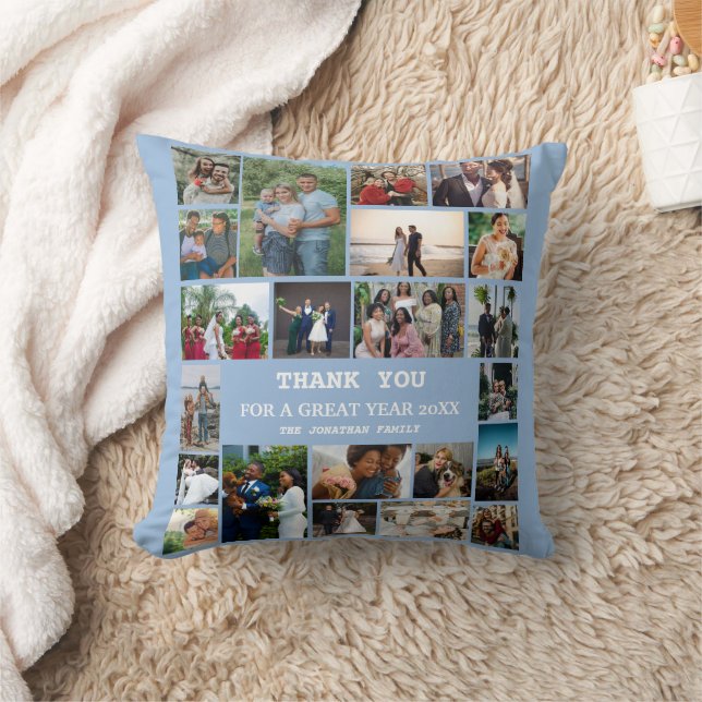 Family Photo Collage | Modern årsslutsbesiktning Kudde (Filt)