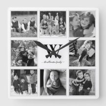Family Photo Collage Monogram Black and White