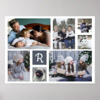Family Photo Collage Monogrammed 7 Bilder White
