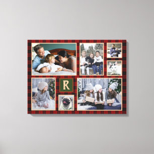 Family Photo Collage Monogrammed Red Buffalo Play Canvastryck