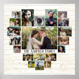 Family Photo Collage Namn in Heart 20 Bilder lt Wo Poster