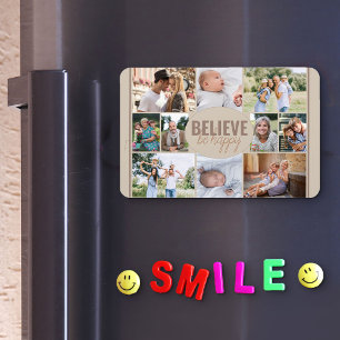 Family Photo Collage och Lycklig Quote Neutralt Be Magnet