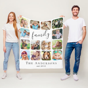 Family Photo Collage Personlig Fleecefilt