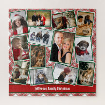 Family Photo Collage Red Grönt Vit jul