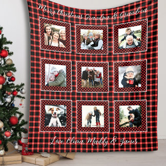 Family Photo Collage Red Play-jul Fleecefilt
