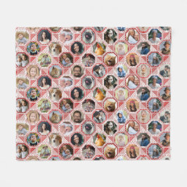 Family Photo Collage Red Quilt Titta 28 Anpassning Fleecefilt