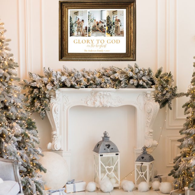 Family Photo Collage Religiösa julklapp Poster (Family photo collage with Bible verse makes a great religious Christmas gift or decoration)