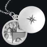 Family Photo Collage Silverpläterat Halsband<br><div class="desc">Vackert skåp för personlig med 4 av anpassningsbarnas foton placerade i ett fyrkantigt rutnätsfoto. Lägg till dina favoritfoton i familjen och skapa en vacker karosseriteckning. Klicka på Anpassa om du vill flytta foton runt, lägga till text och anpassa typsnitt och färg. Underbar gåva till familj, vänner, föräldrar och mor- och...</div>