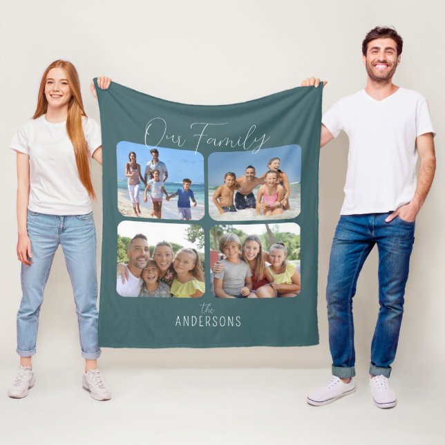 Family Photo Collage-skript Fleecefilt (På plats)