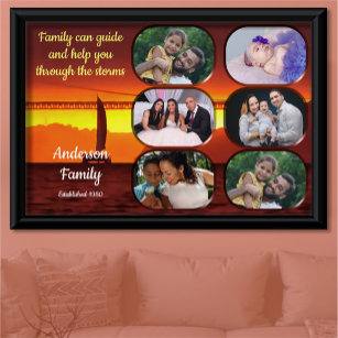 Family Photo Collage Sunset 1124 Art-utskrift Poster