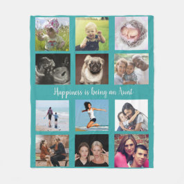 Family Photo Collage Teal Moster Fleecefilt