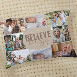 Family Photo Collage tror att du är Lycklig Citote Prydnadskudde<br><div class="desc">Fotokollage Pillow med 10 av dina favoritfoton. Ordalydelsen i mitten lyder "tro vara lycklig" och är skriven med fet stil och avslappnad, typsnittsskript för smala. Fotomallen är inställd så att du kan lägga till 10 bilder, som visas i liggande, kvadratisk och porträtt bilder i ge så mycket flexibilitet som möjligt...</div>