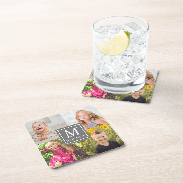 Family Photo Collage Underlägg Papper Kvadrat (Insitu)