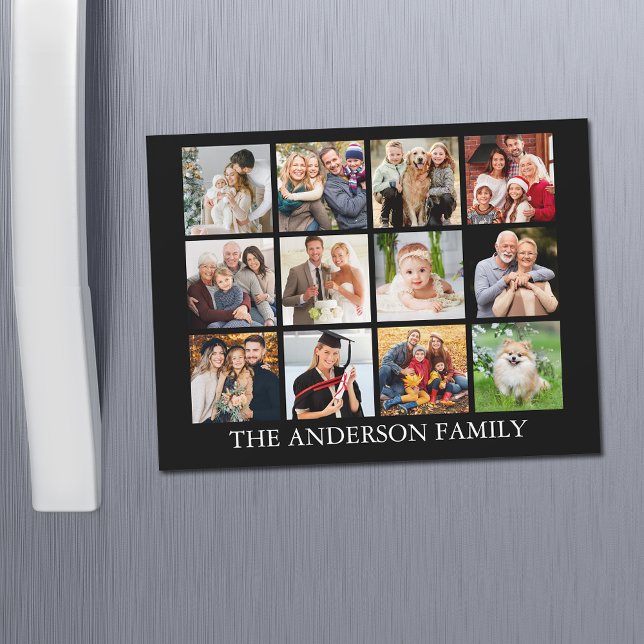 Family Photo Collage - Välj ditt Färg-magnet (Customize to change text size, style or background color.)