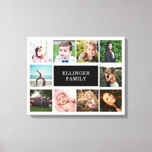 Family Photo Collage White and Black Anpassningsba Canvastryck