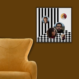 Family Photo Collage White Black Rand Checker Poster
