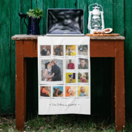 Family Photo Collage White Kökshandduk