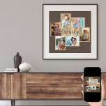 Family Photo Collage Wood See Ram Brown Poster<br><div class="desc">Familjefotokollage med 6 av dina favoritfoton, kalligrafi och lätt träsket ser ut ram. Fotomallen är redot för dig att lägga till foton som visas i liggande och porträtt-format. Bakgrunden till "familjen" i färg och ord är färgad brun och du kan gärna redigera den här till kostym din hemskör - klicka...</div>