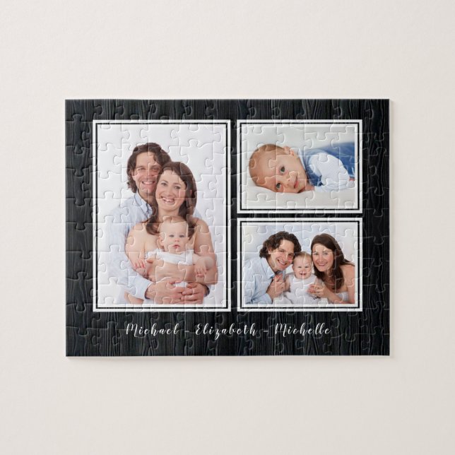 Family Photo Collage Your Name Jigszawa Puzzle Pussel (Horisontell)